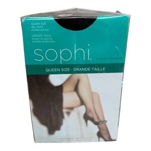 Sophi Queen  Size Black Day Sheer Pantyhose Reinforced Toe 160-190lbs